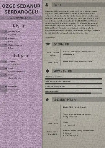 Acil Tıp Teknisyeni CV Örnekleri cv indir